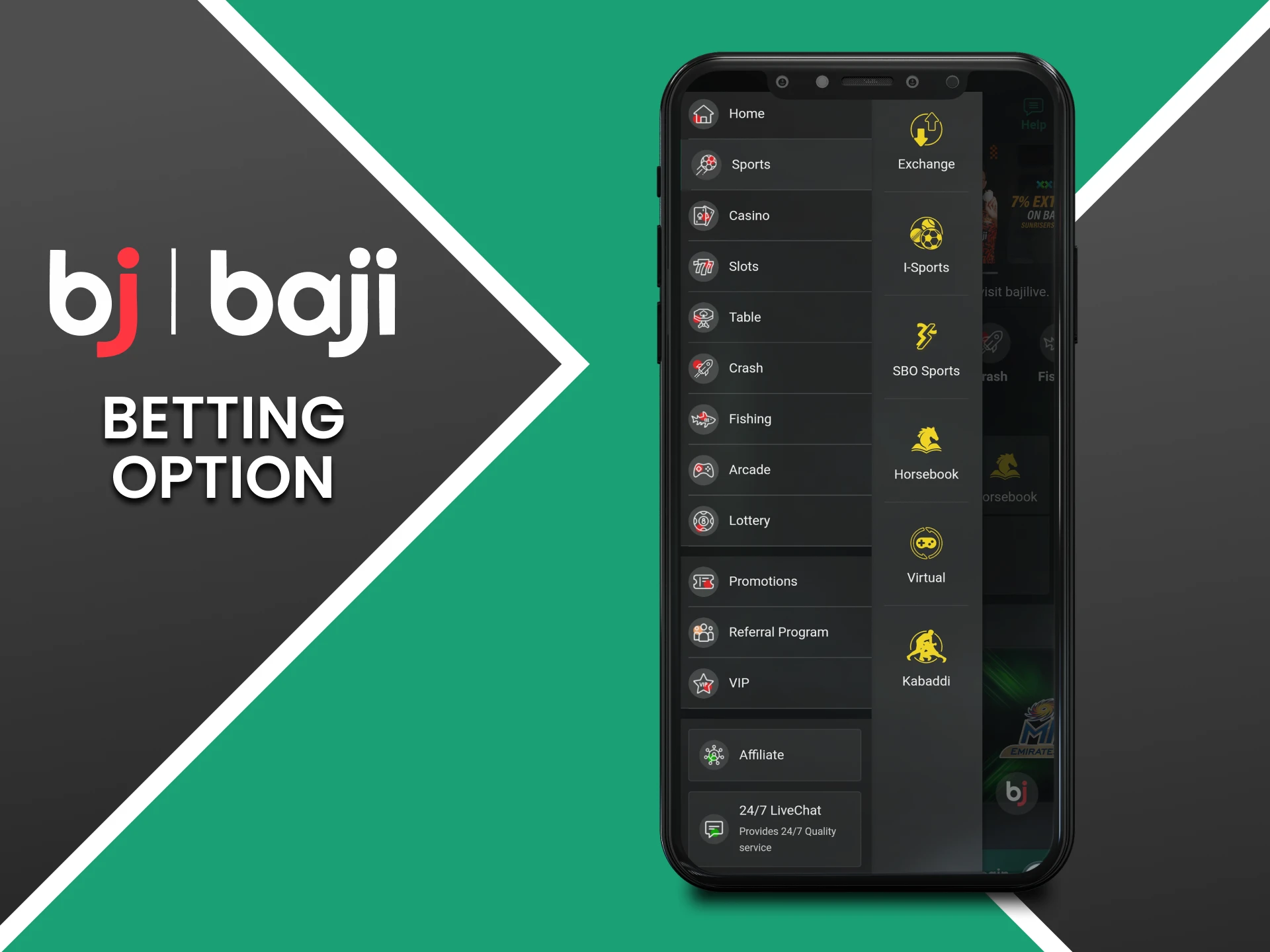 Sports options for betting on the Baji app BD.