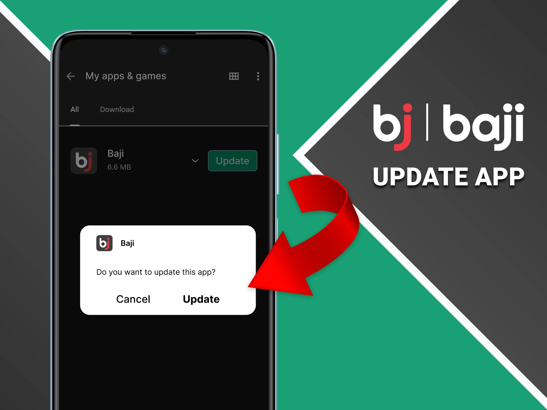 Guide on how to update Baji app to the newest version.