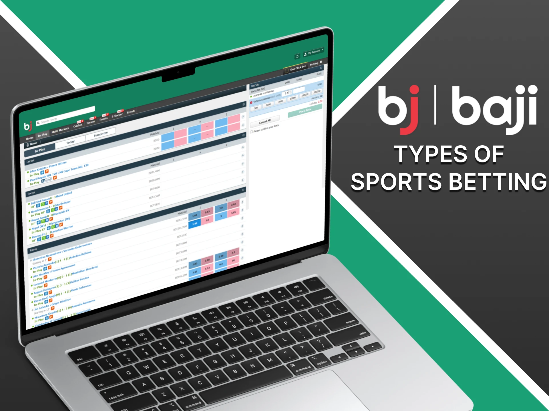 Baji offers a wide range of sports betting types.