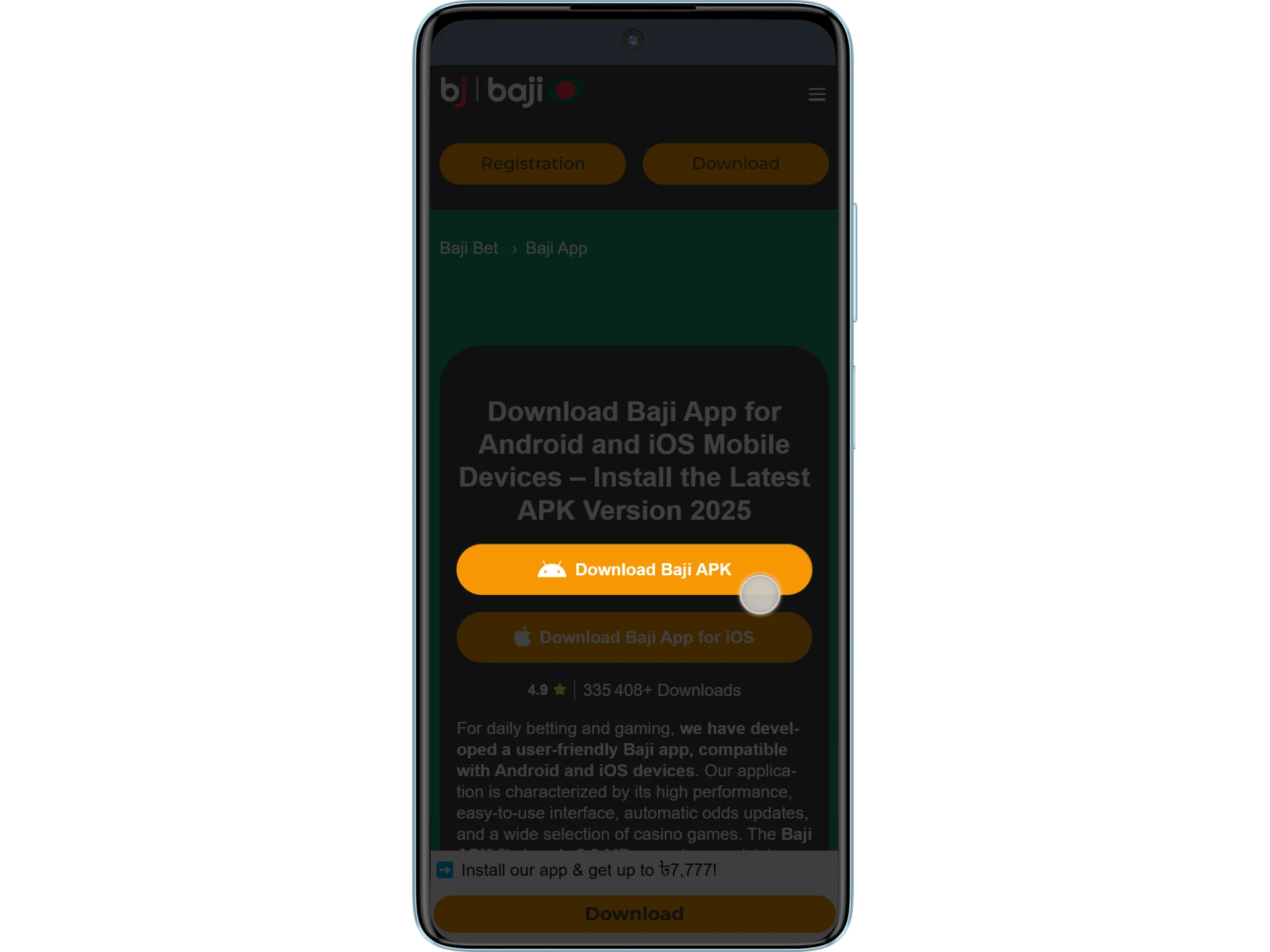 To download Baji app for Android, click on the button and start installing apk.